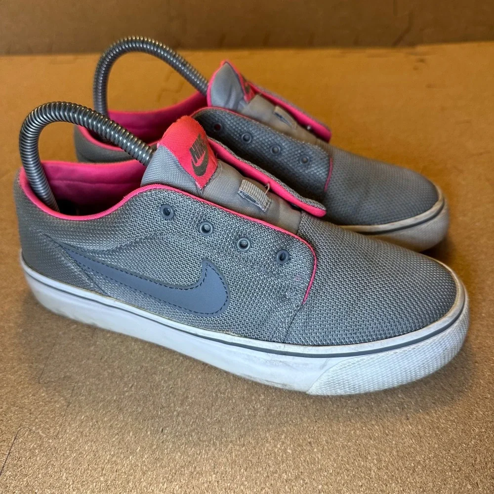 Nike SB Portmore Canvas GS Wolf Grey Hyper Pink Sneakers Kids 5.5Y NO LACES